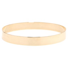 Wide Gold Bangle Bracelet, 14K Yellow Gold, Stackable Gold Bangle