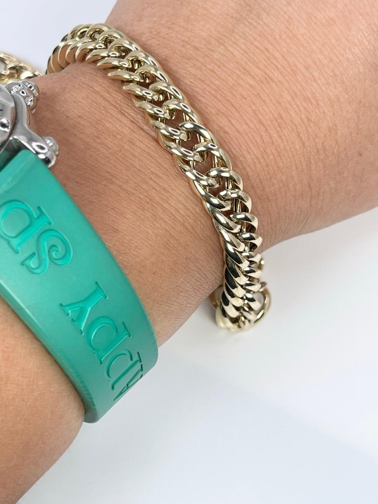 Wide Gold Bracelet 14KT yellow gold modern bracelet For Sale at 1stDibs