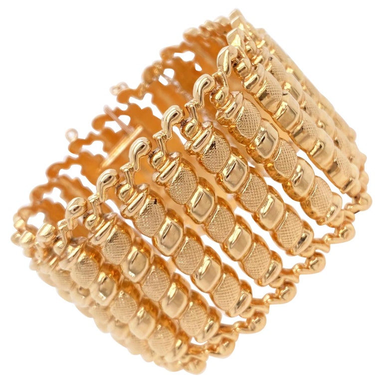 Wide Gold Bracelet For Sale at 1stDibs
