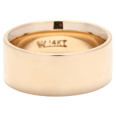 Wide Gold Cigar Band, 14K Yellow Gold, Ring Size 5, Wide Wedding Band