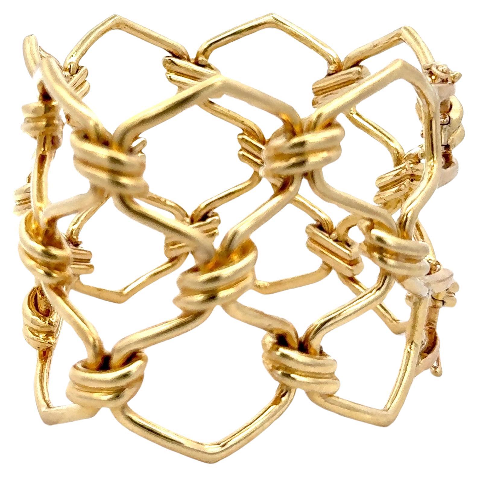 Wide Gold Wire Bangle Twist Armband 18 Karat Gelb 120,8 Gramm 7,25 Zoll im Angebot 1