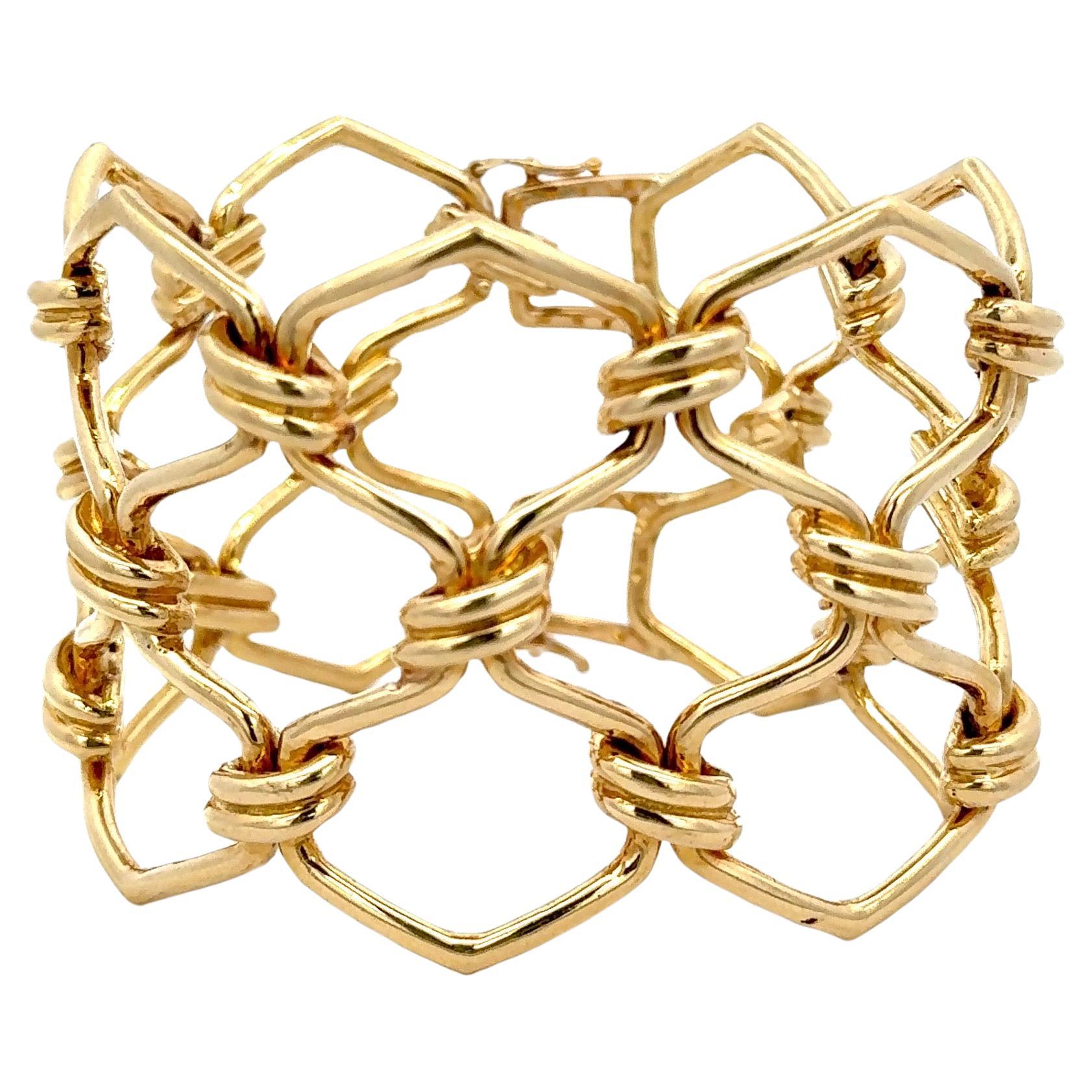 Wide Gold Wire Bangle Twist Armband 18 Karat Gelb 120,8 Gramm 7,25 Zoll im Angebot 2