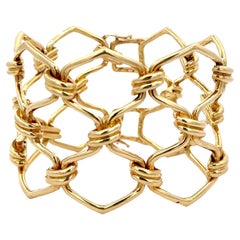 Wide Gold Wire Bangle Twist Armband 18 Karat Gelb 120,8 Gramm 7,25 Zoll