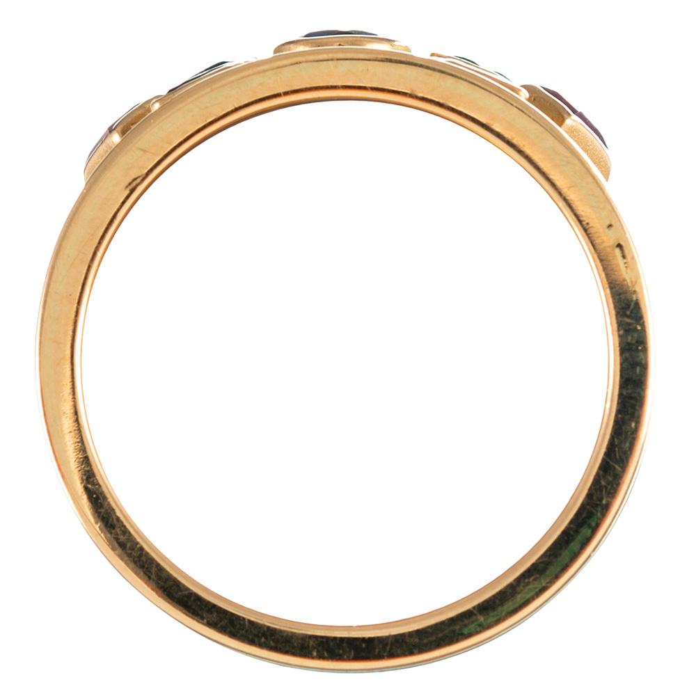 Women's Wide Golden Band with Colored Gemstones