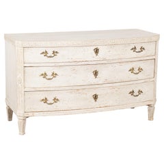 Wide Gustavian Style White Chest of Three Drawers, Sweden circa 1890