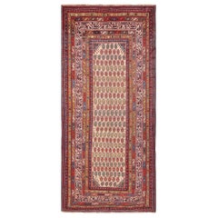 Wide Hallway Antique Tribal Persian Serebend Runner Rug. Size: 6' 3" x 13' 6" 