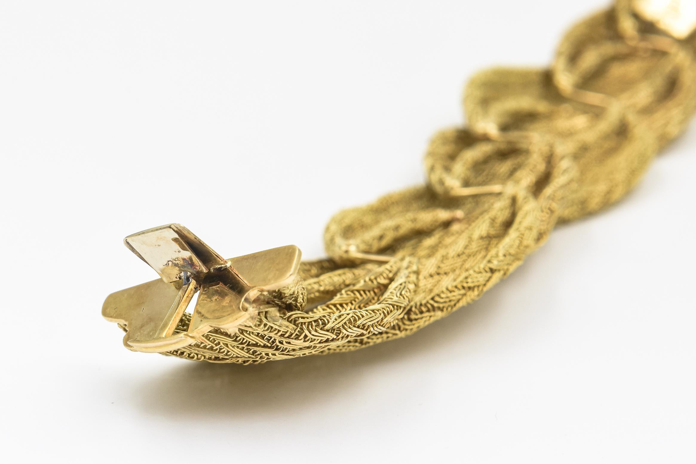 Wide Handmade Woven Yellow Gold Braid Bracelet 2