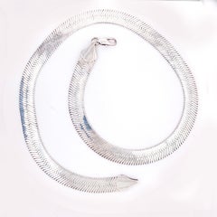 Wide Herringbone Chain in Sterling 11 Millimeters Wide Heavy 44 G