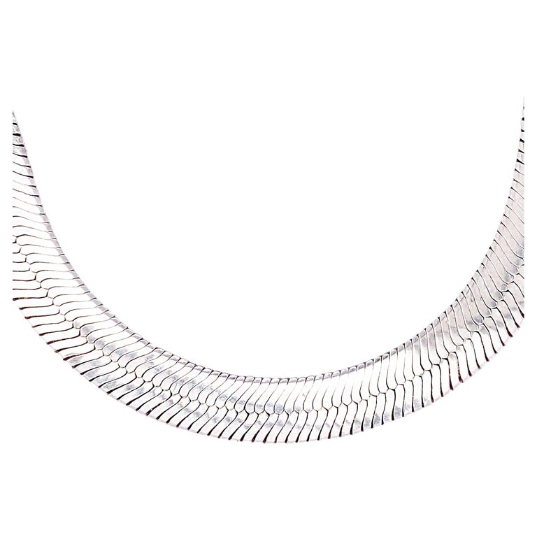 Wide Herringbone Chain in Sterling 11 Millimeters Wide Heavy 44 G at