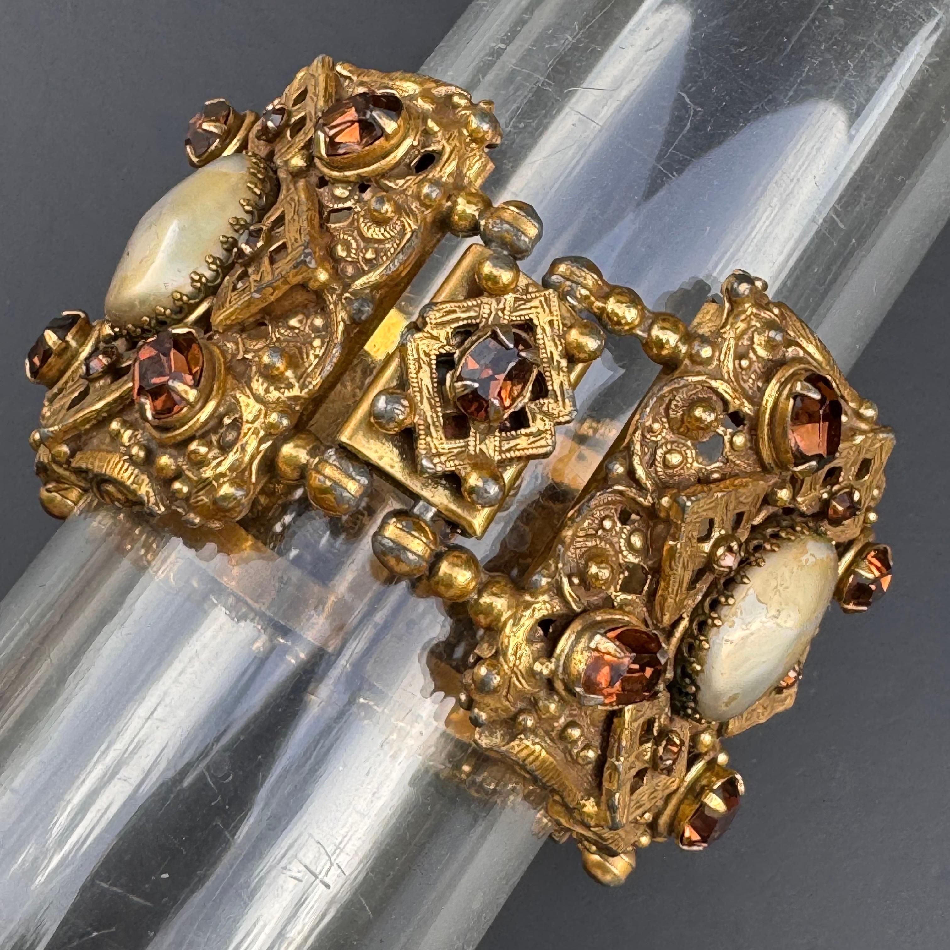 AMPIO  Bracciale a pannello aperto Jewell placcato oro di alta gamma: in vendita 6