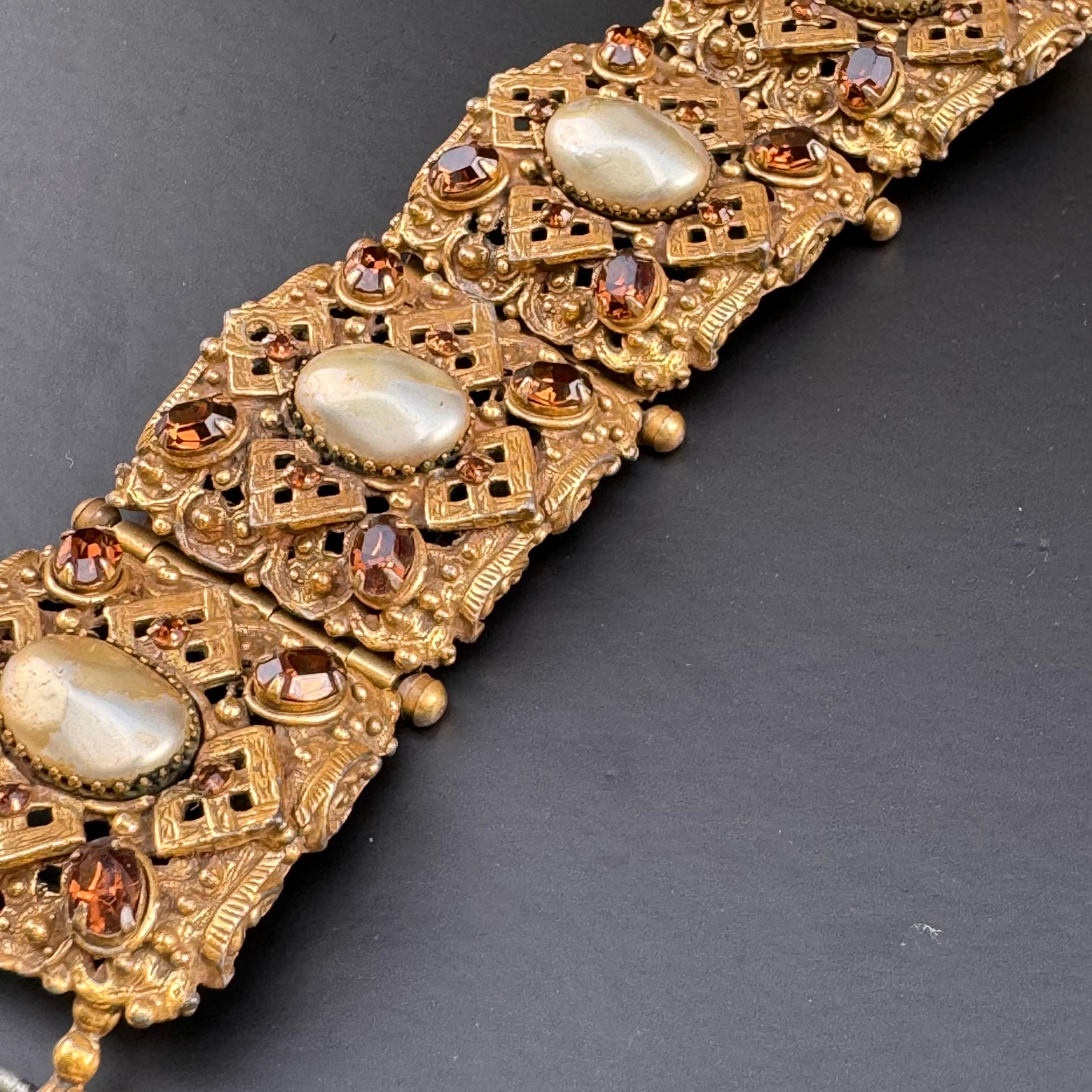 Donna AMPIO  Bracciale a pannello aperto Jewell placcato oro di alta gamma: in vendita