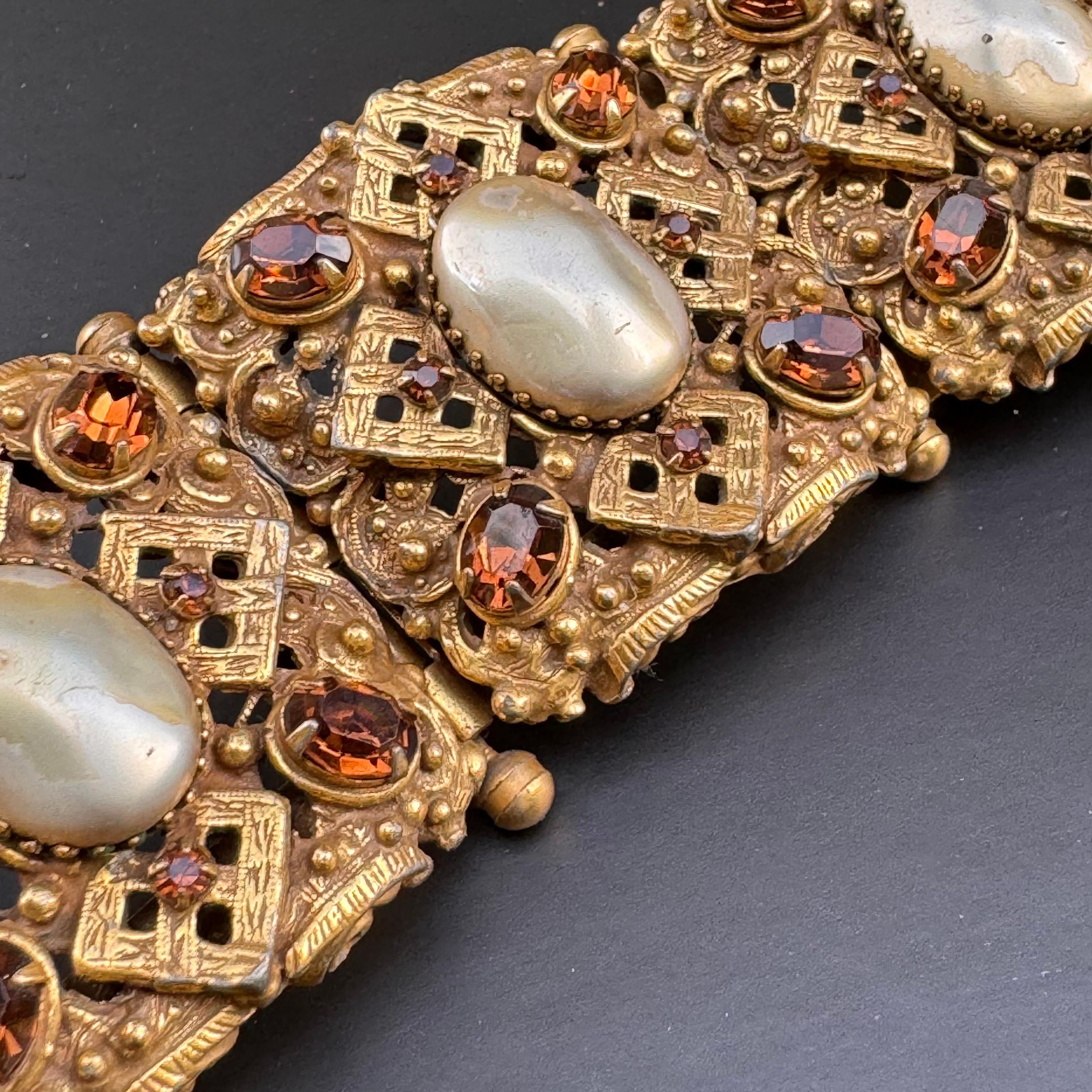 AMPIO  Bracciale a pannello aperto Jewell placcato oro di alta gamma: in vendita 2