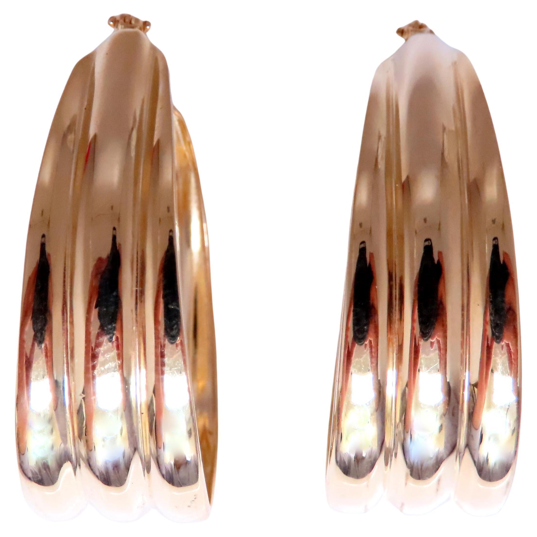 Pendientes de aro anchos de alto brillo con tributo de oro de 14 kt 12587