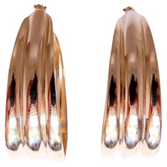 Pendientes de aro anchos de alto brillo con tributo de oro de 14 kt 12587