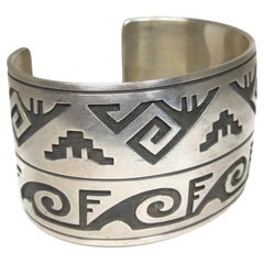 Wide Hopi Sterling Cuff Bracelet
