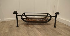 Wide Inglenook Fire Log Grate     This is a Large Forged Iron Log Grate