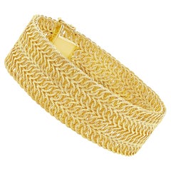 Wide Intertwined 18 Karat Yellow Gold Bracelet