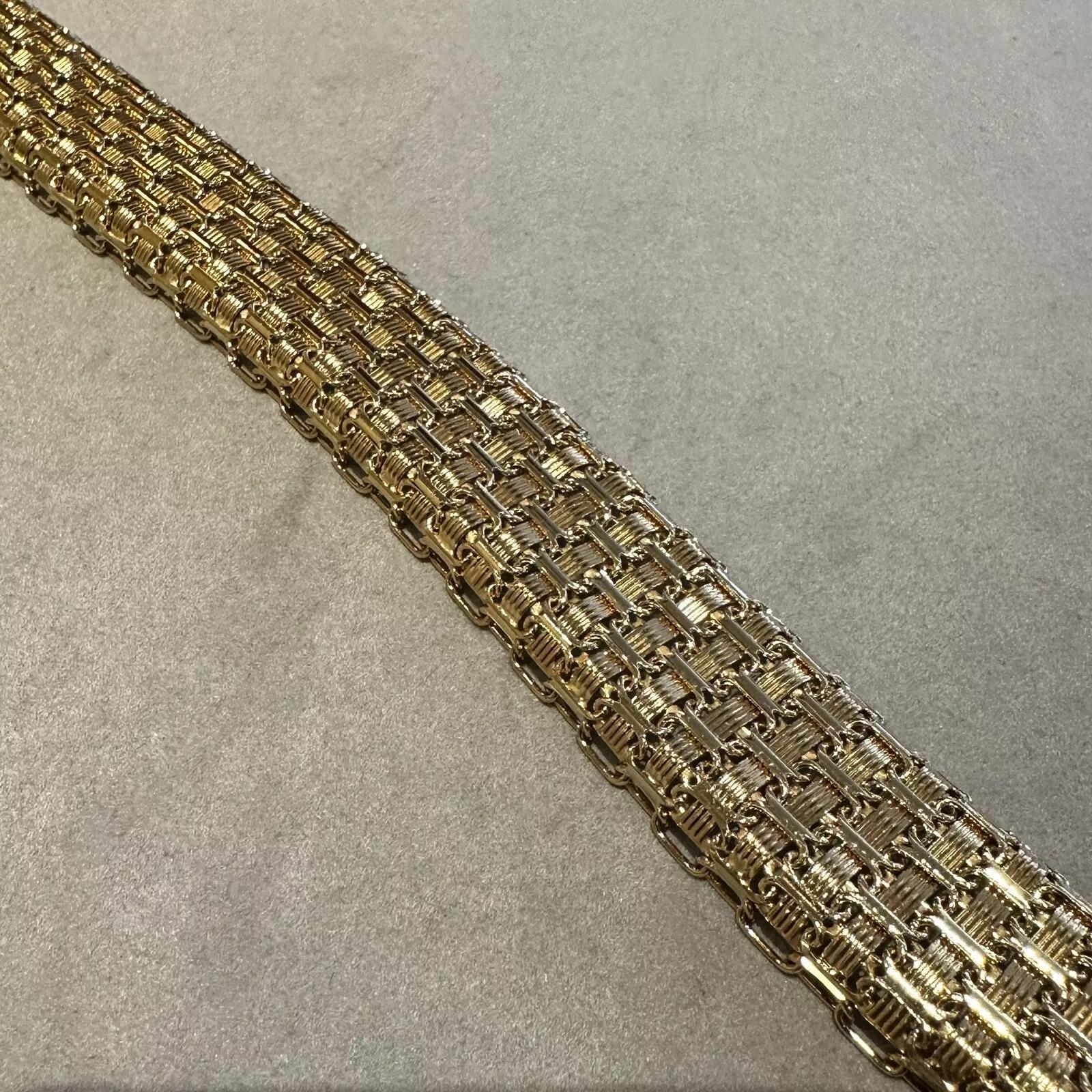 Women's Wide Italian Gold Wave Bracelet in 18k Yellow Gold For Sale