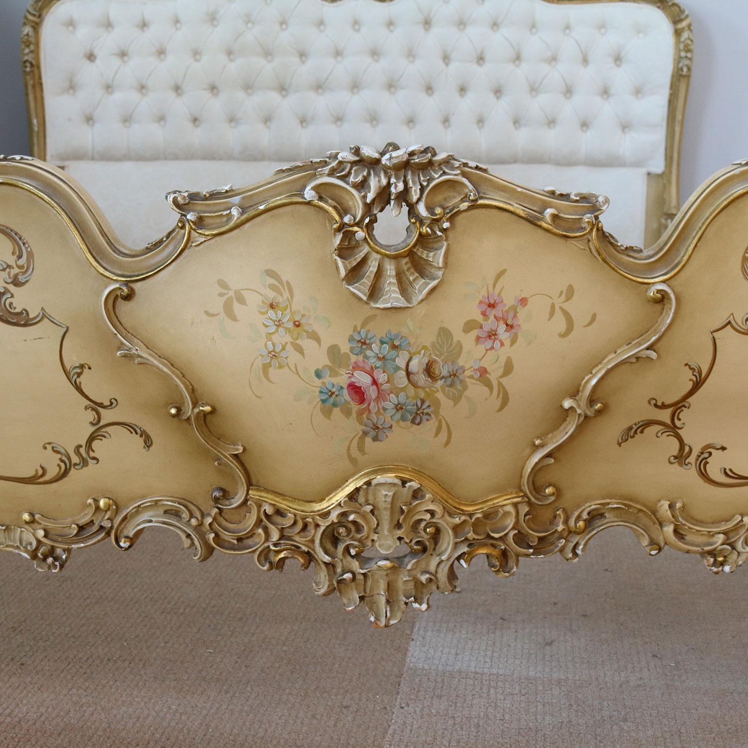 Rococo Wide Italian Painted Bed