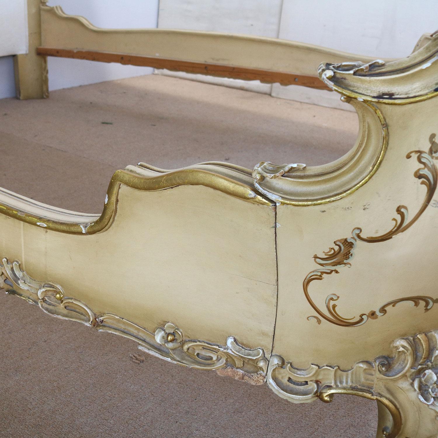 20th Century Wide Italian Painted Bed