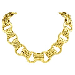 Wide Italian Yellow Gold Link Necklace