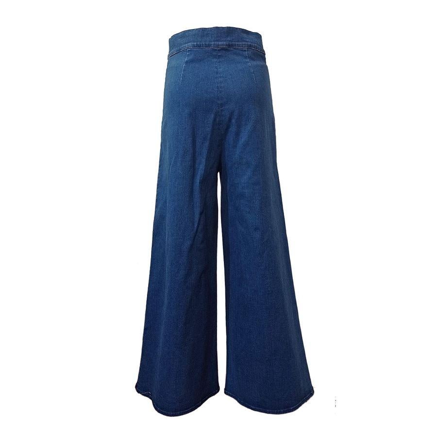 Denim Blue color Elastic fabric High waist Length cm 104 (4094 inches) Waist cm 36 (1417 inches)
