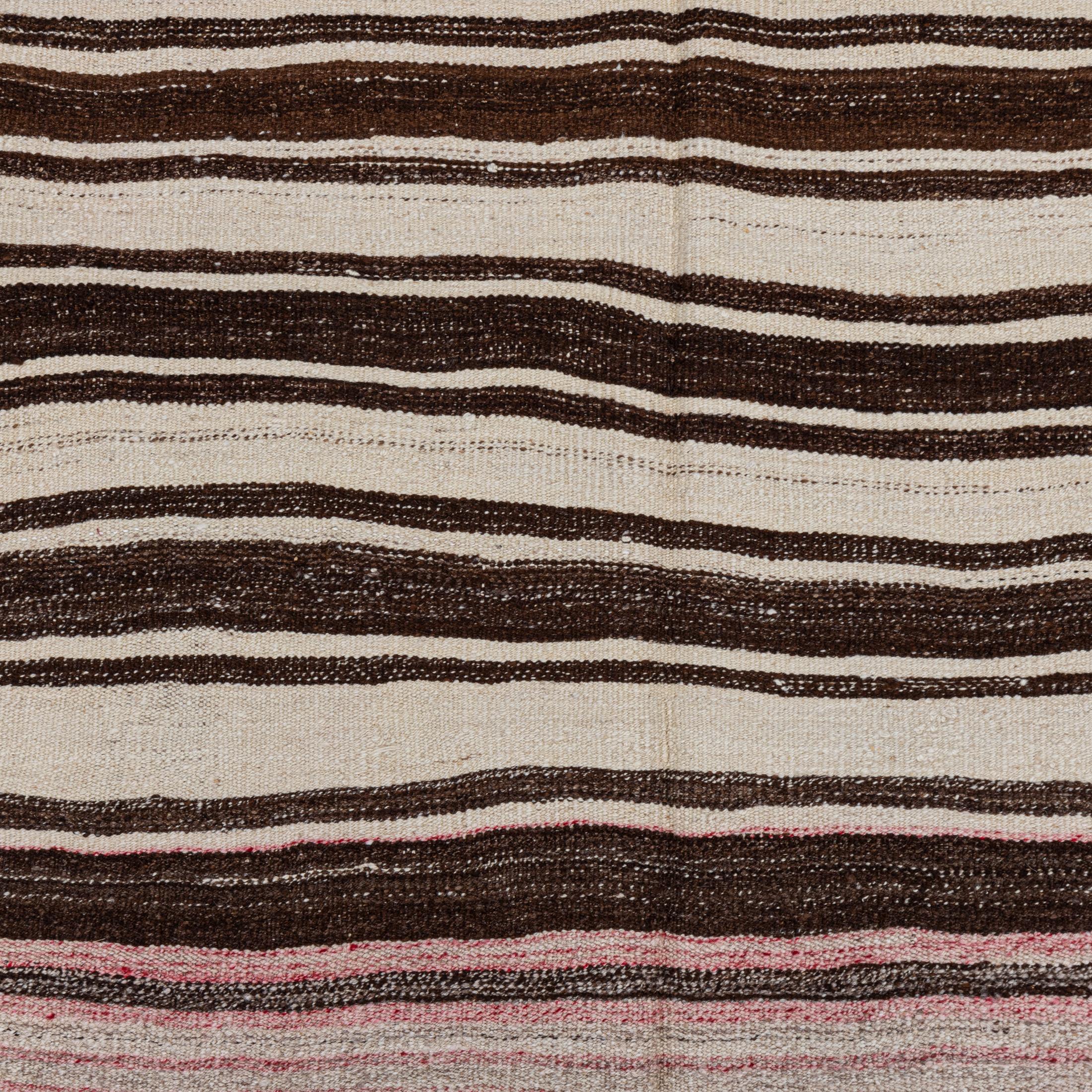 Wide Kilim Runner from Konya, Central Anatolia, Turkey, Mid-20th C For Sale 3