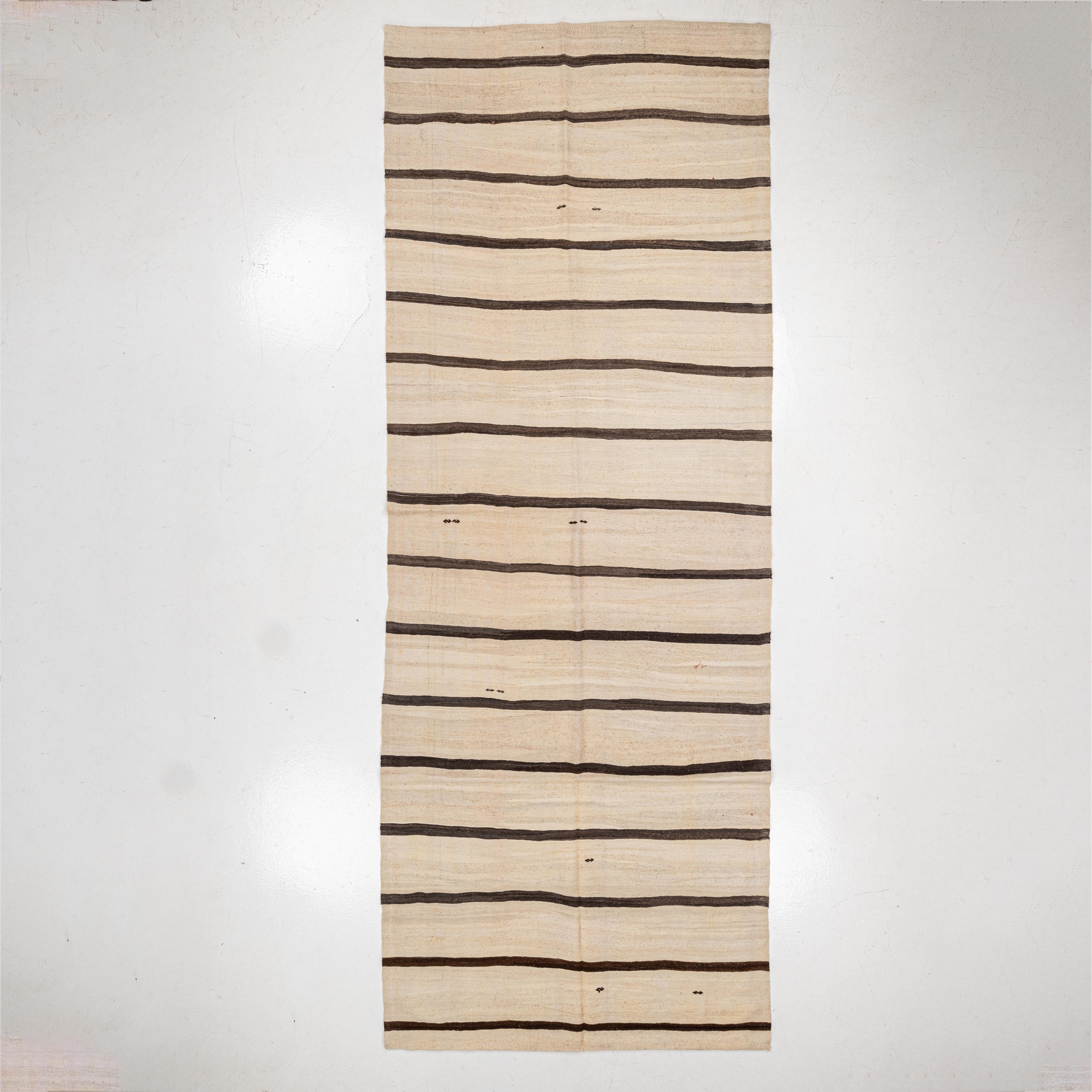 Wide Kilim Runner from Konya, Central Anatolia, Turkey, Mid-20th C For Sale 5