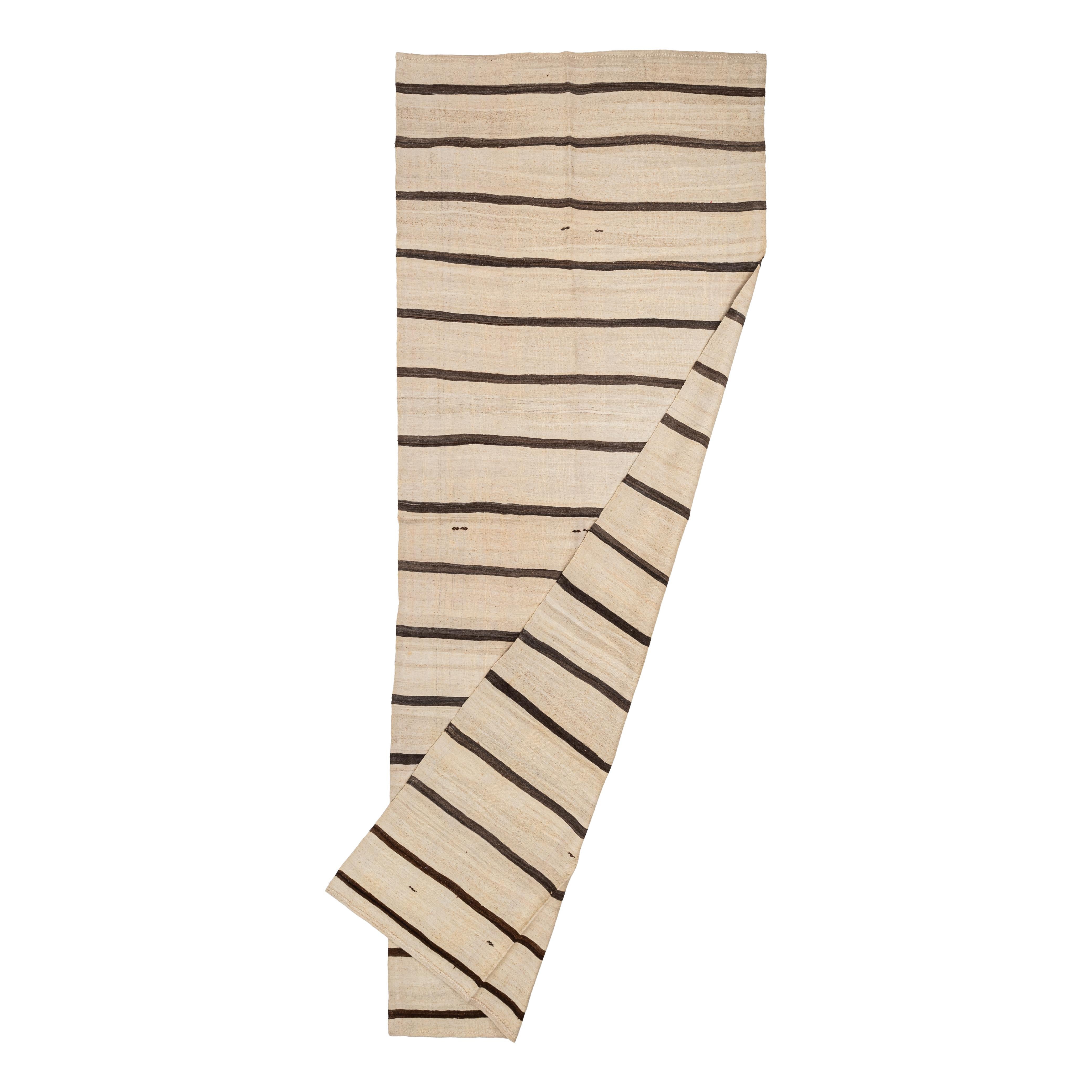Wide Kilim Runner from Konya, Central Anatolia, Turkey, Mid-20th C For Sale 7