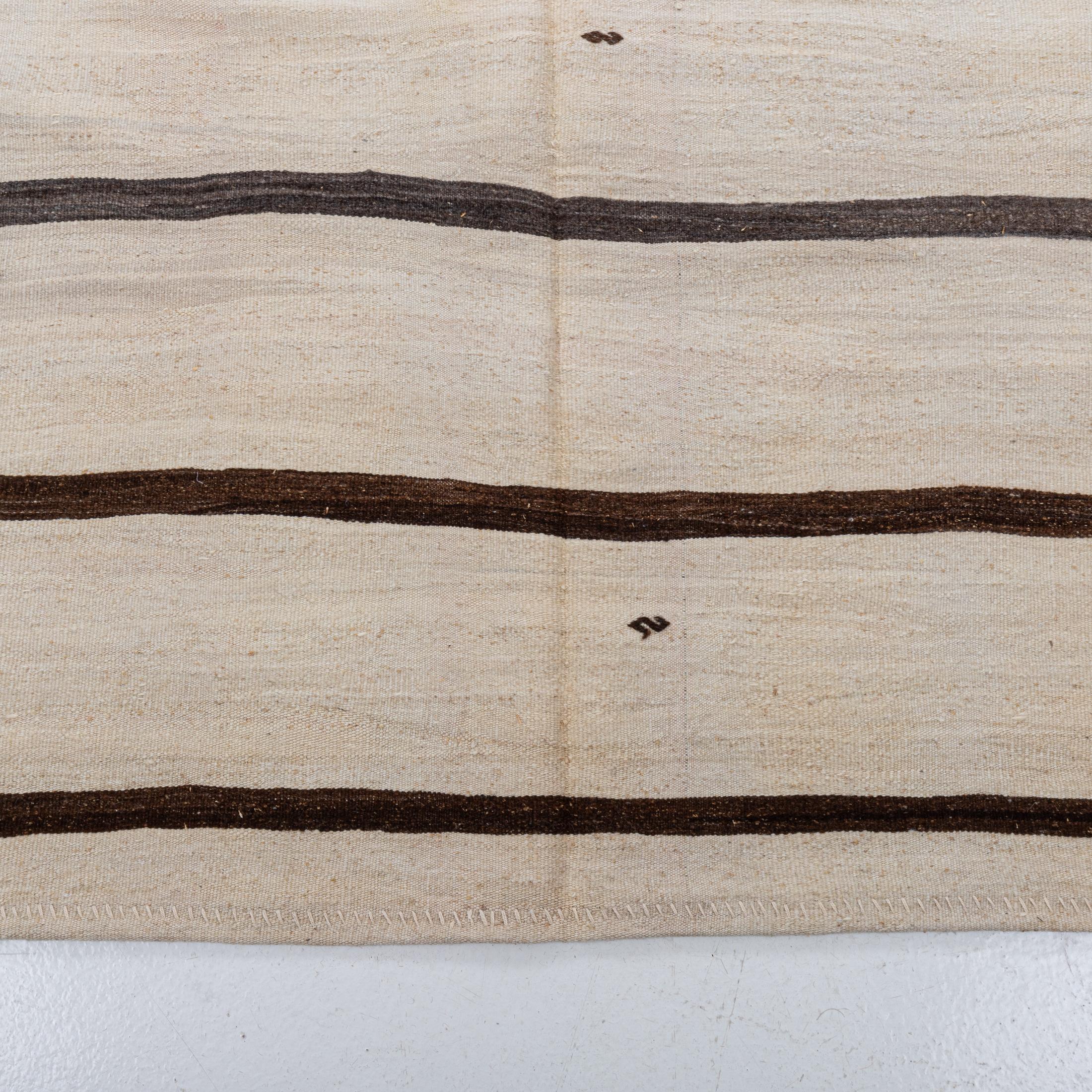 Turkish Wide Kilim Runner from Konya, Central Anatolia, Turkey, Mid-20th C For Sale