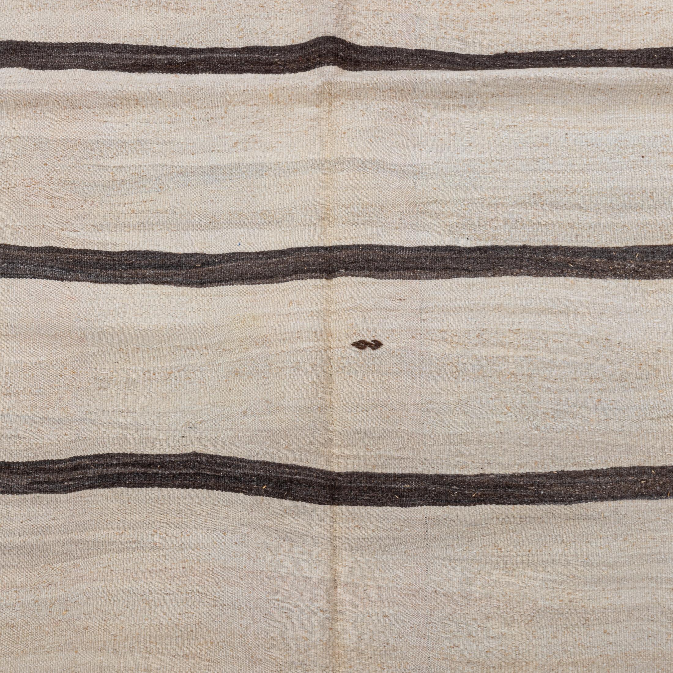 Hand-Woven Wide Kilim Runner from Konya, Central Anatolia, Turkey, Mid-20th C For Sale