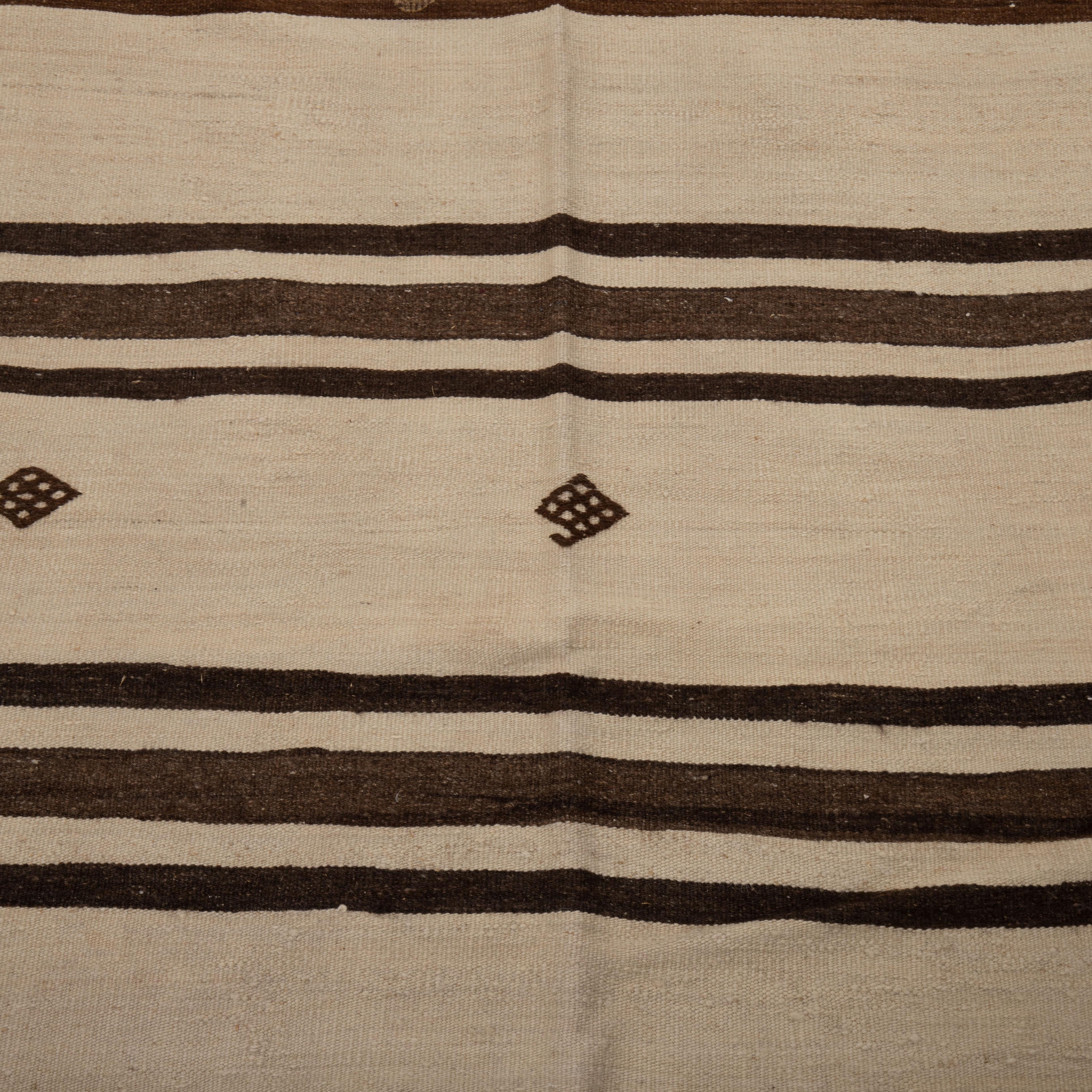 20th Century Wide Kilim Runner from Konya, Central Anatolia, Turkey, Mid-20th C For Sale