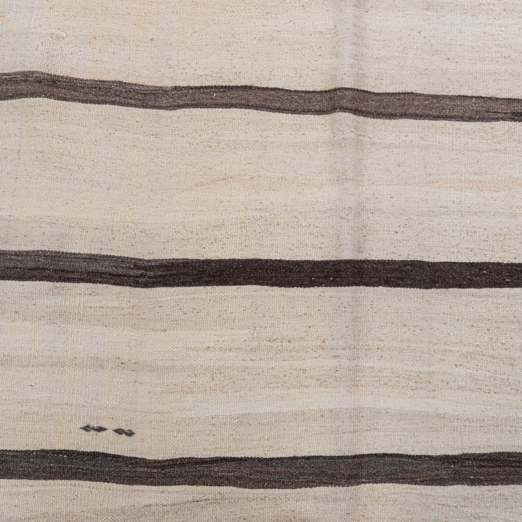 20th Century Wide Kilim Runner from Konya, Central Anatolia, Turkey, Mid-20th C For Sale