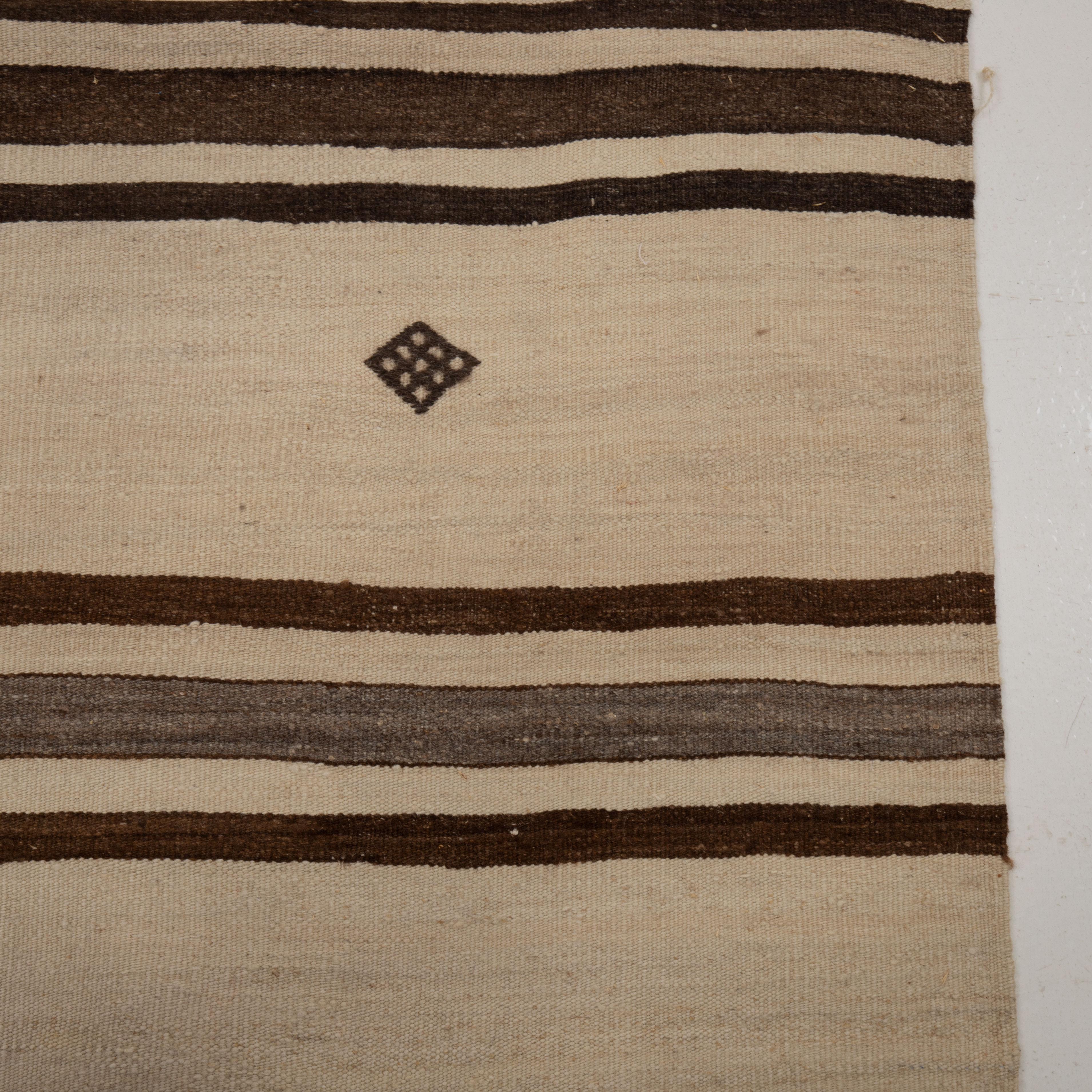 Wool Wide Kilim Runner from Konya, Central Anatolia, Turkey, Mid-20th C For Sale