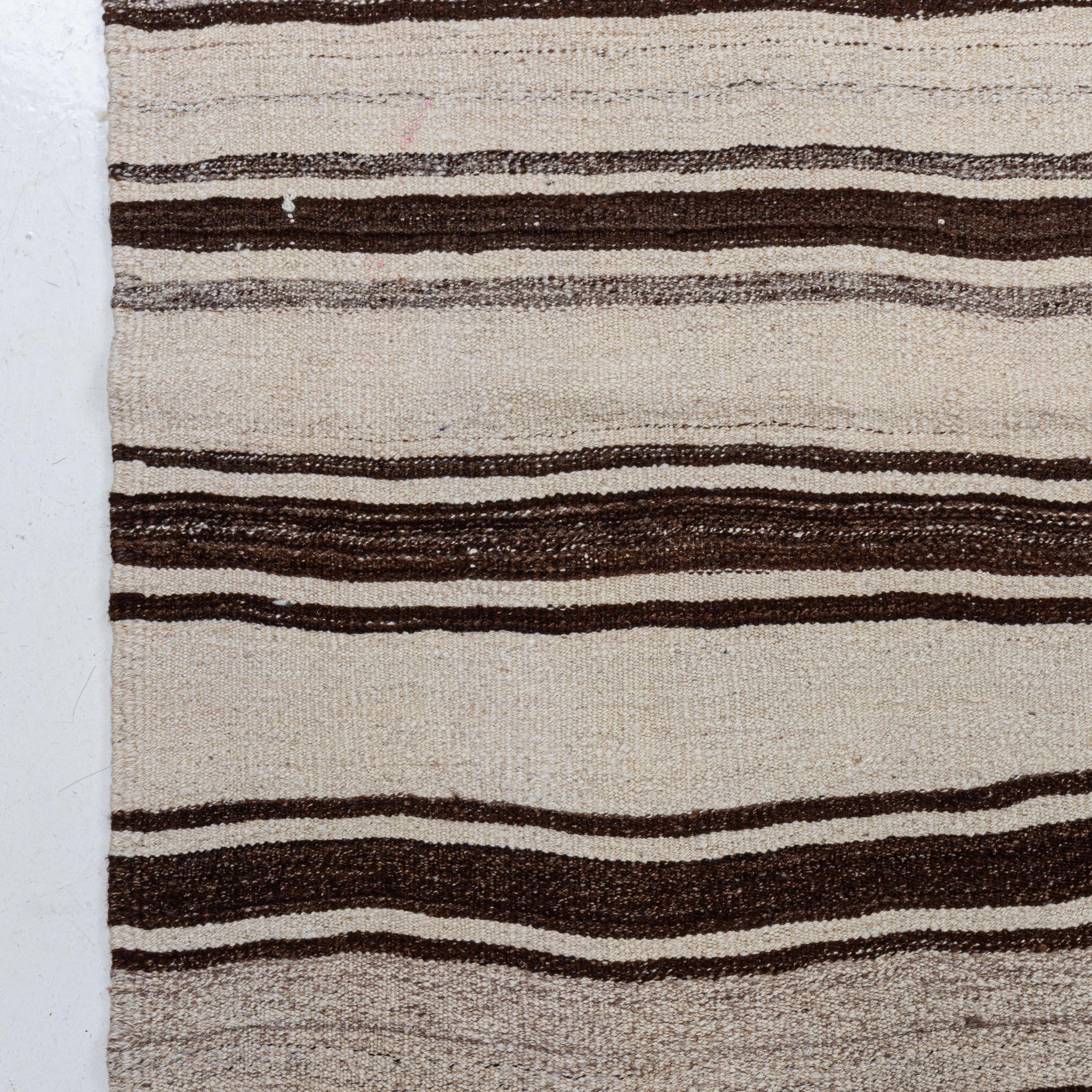 Wool Wide Kilim Runner from Konya, Central Anatolia, Turkey, Mid-20th C For Sale
