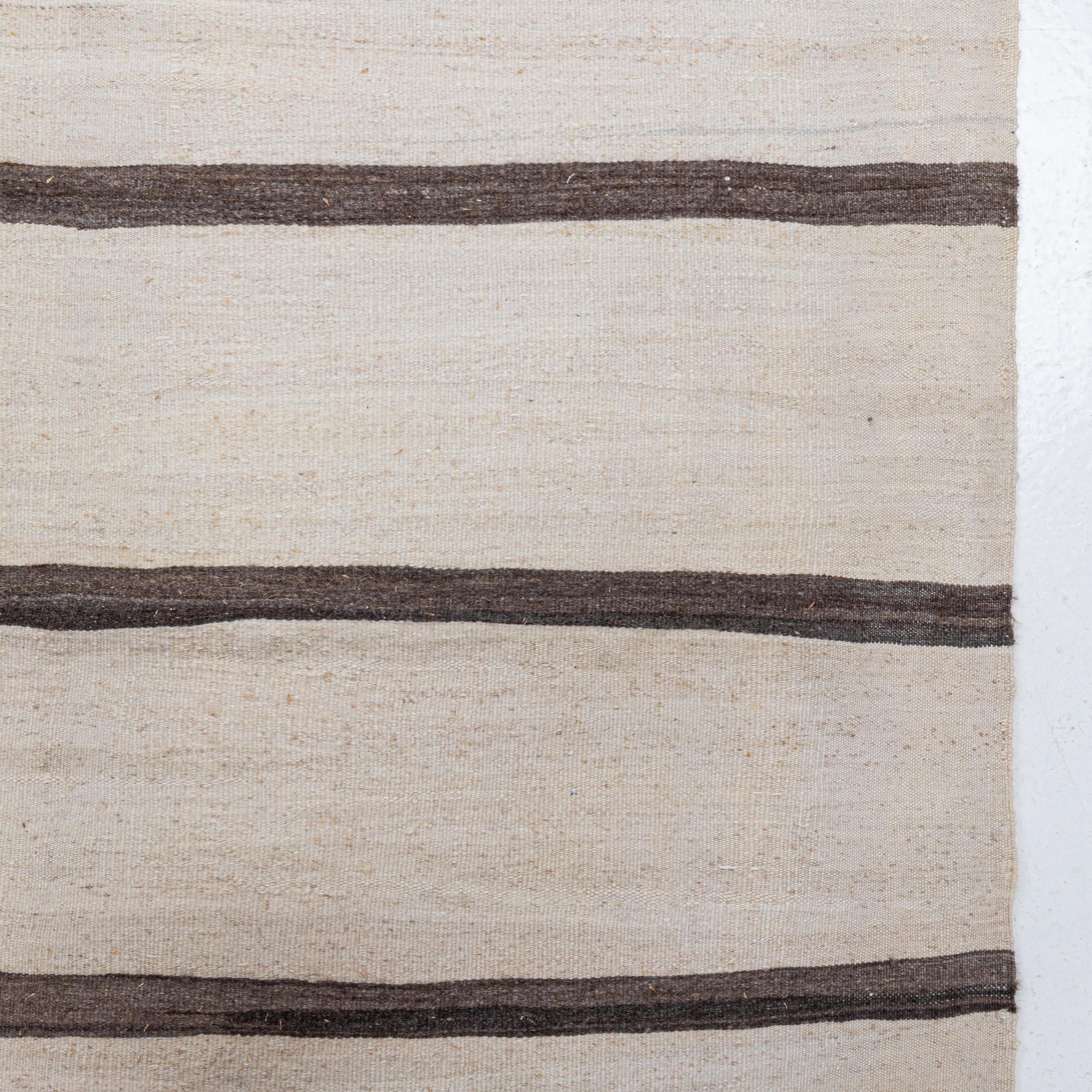 Wool Wide Kilim Runner from Konya, Central Anatolia, Turkey, Mid-20th C For Sale