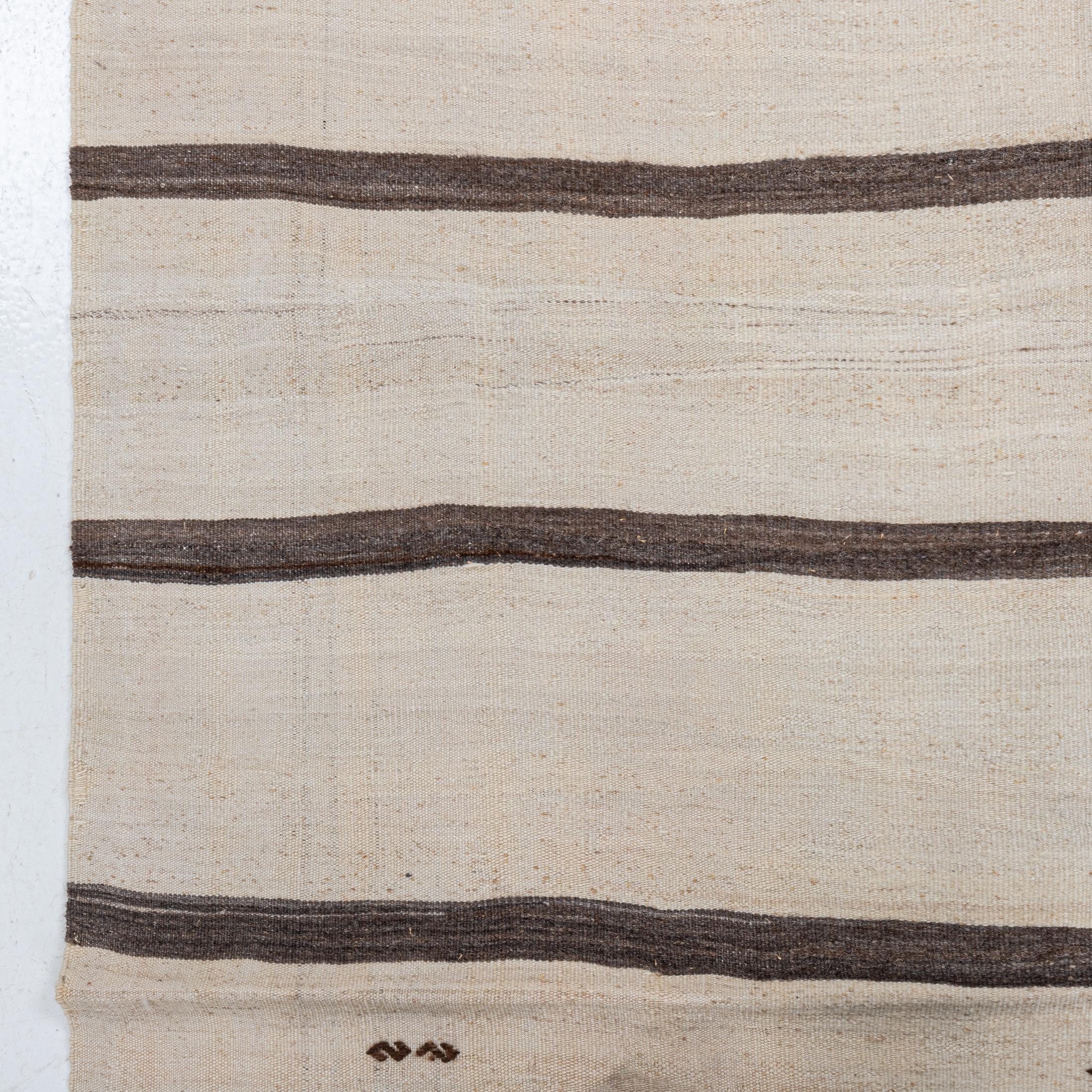 Wide Kilim Runner from Konya, Central Anatolia, Turkey, Mid-20th C For Sale 1