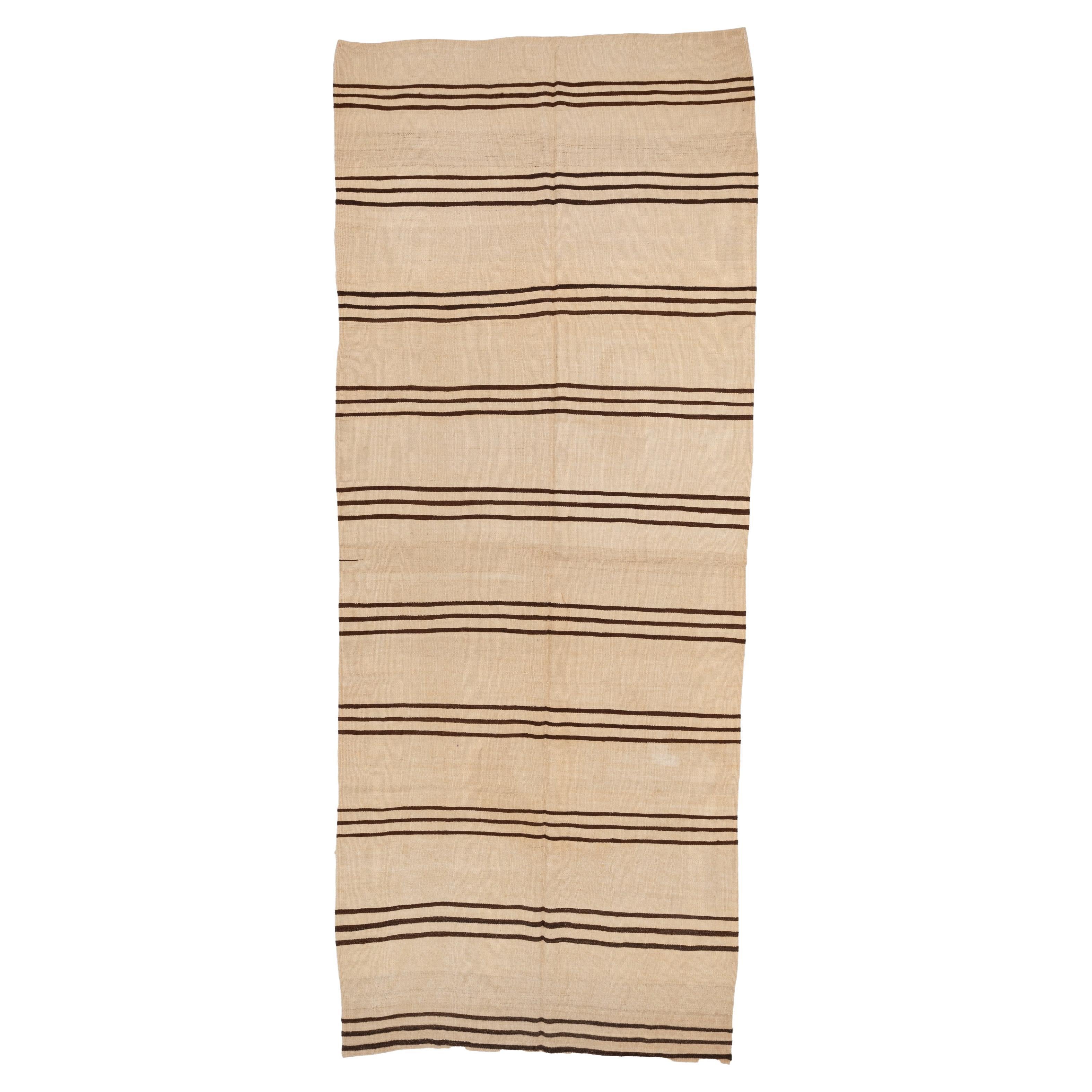 Wide Kilim Runner from Konya, Central Anatolia, Turkey, Mid-20th C