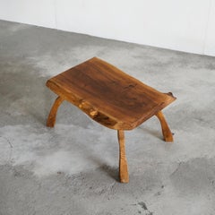 Wide Legged Mid Century Live Edge Coffee or Side Table in Solid Walnut 1950s