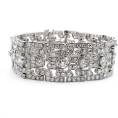 Wide Link Deco Style Diamond Bracelet