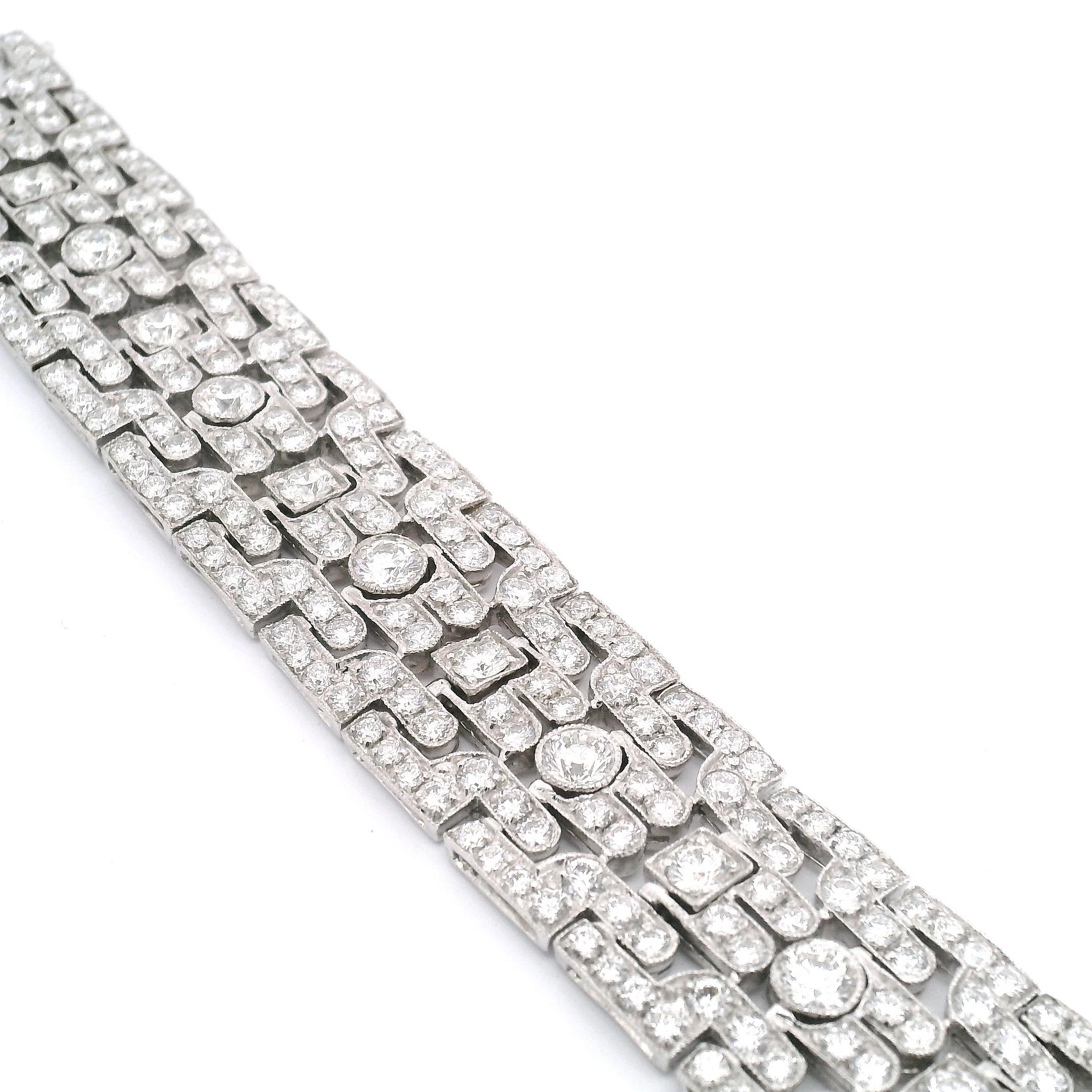 Bracelet large à maillons et diamants de style déco Unisexe en vente