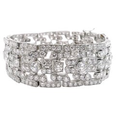 Wide Link Deco Style Diamond Bracelet