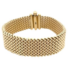 Wide Mesh Bracelet 18K Yellow Gold