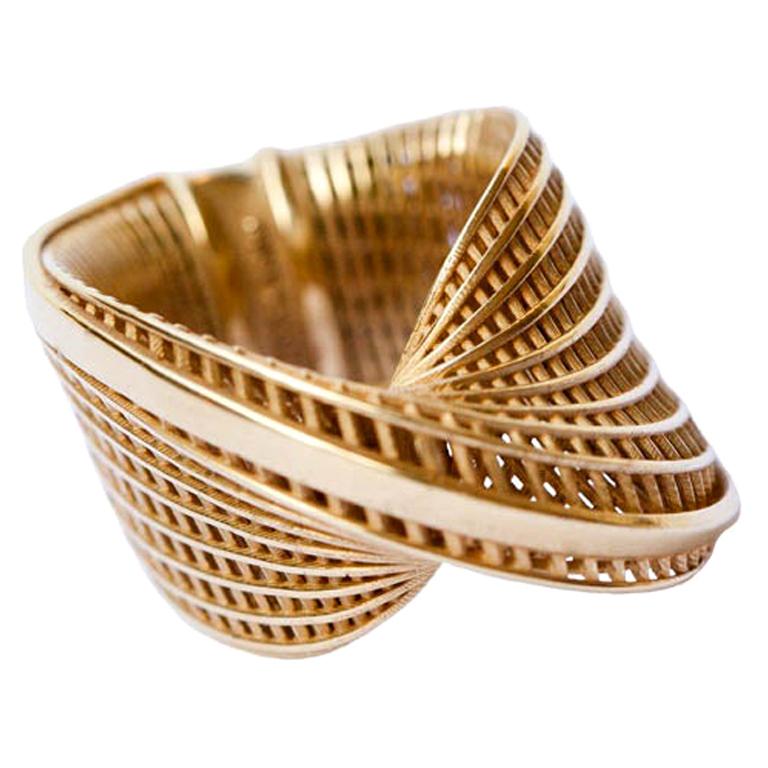 18 Karat Yellow Gold Statement Ring, unique, Contemporary , Luxury Ring. For Sale