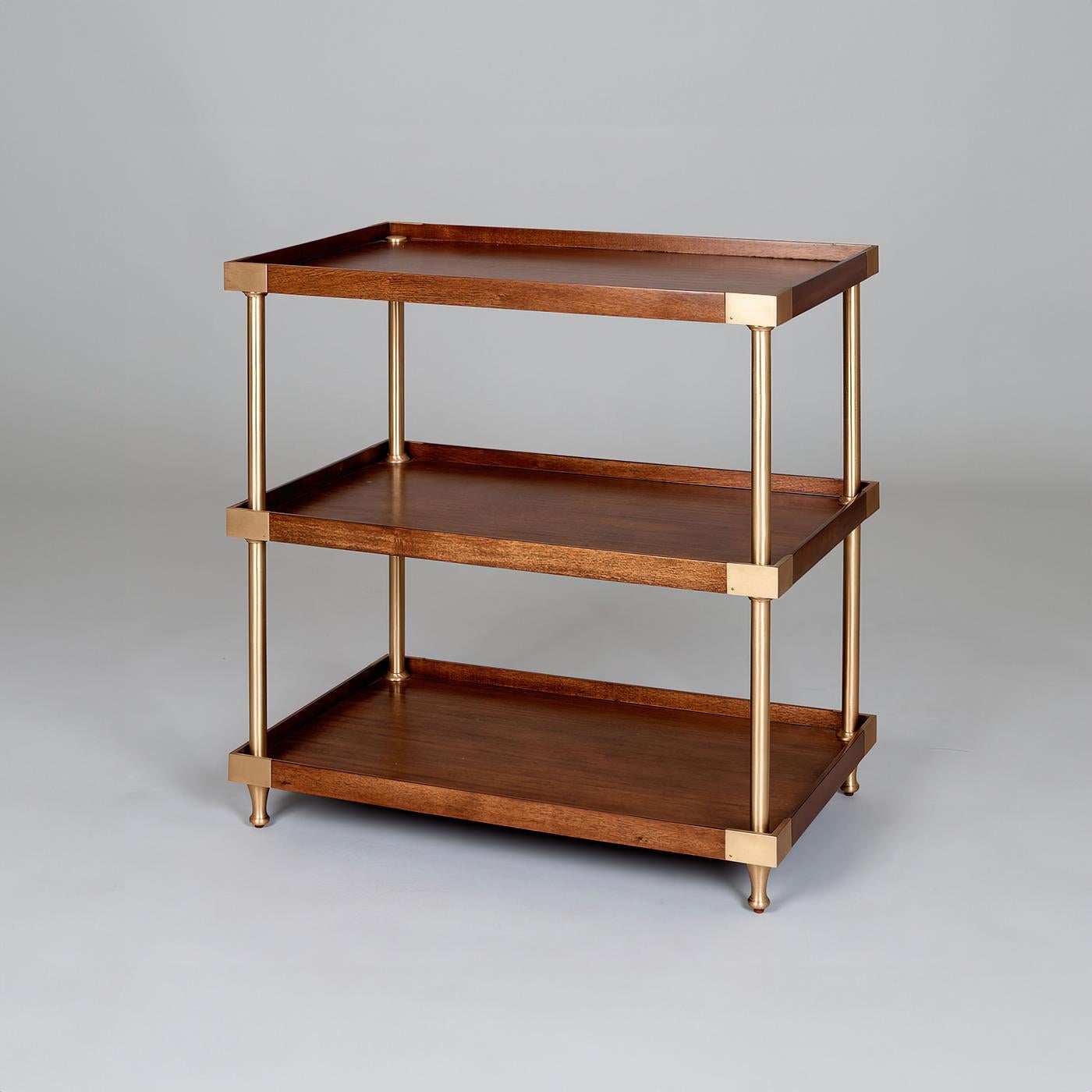 European Wide Modern Campaign Style Etagere For Sale