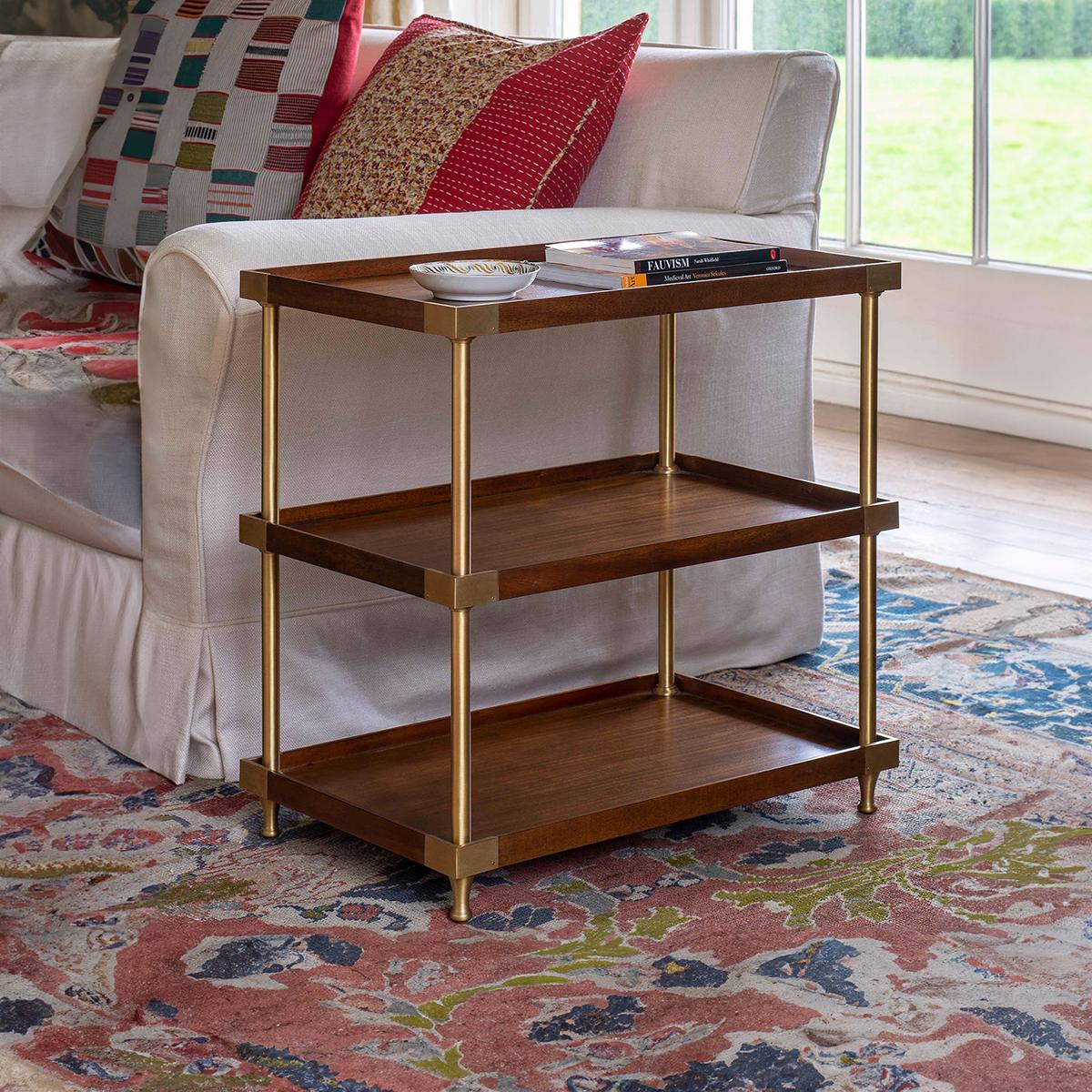 Wide Modern Campaign Style Etagere In New Condition For Sale In Westwood, NJ