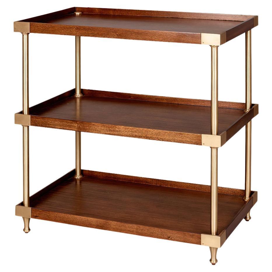 Wide Modern Campaign Style Etagere For Sale