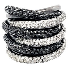 Wide Multi Row Diamond Band Ring in 14k Black Gold