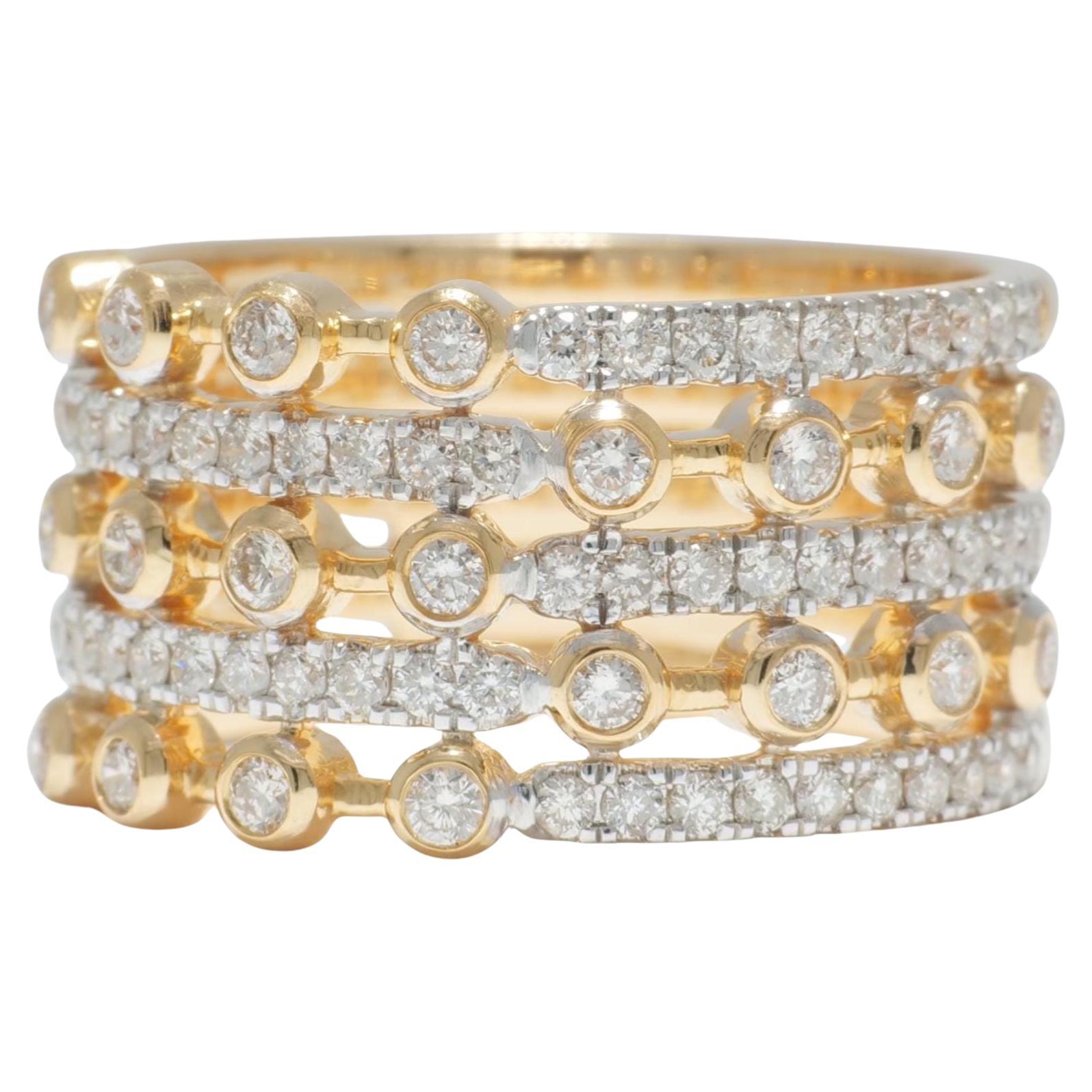 Wide Natural Diamond Band Ring in 14k Solid Gold (Certified)