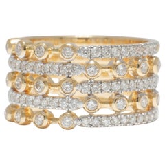 Wide Natural Diamond Band Ring in 14k Solid Gold (Certified)